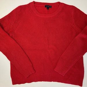 J.Crew red fisherman crewneck sweater, medium, cotton/cashmere